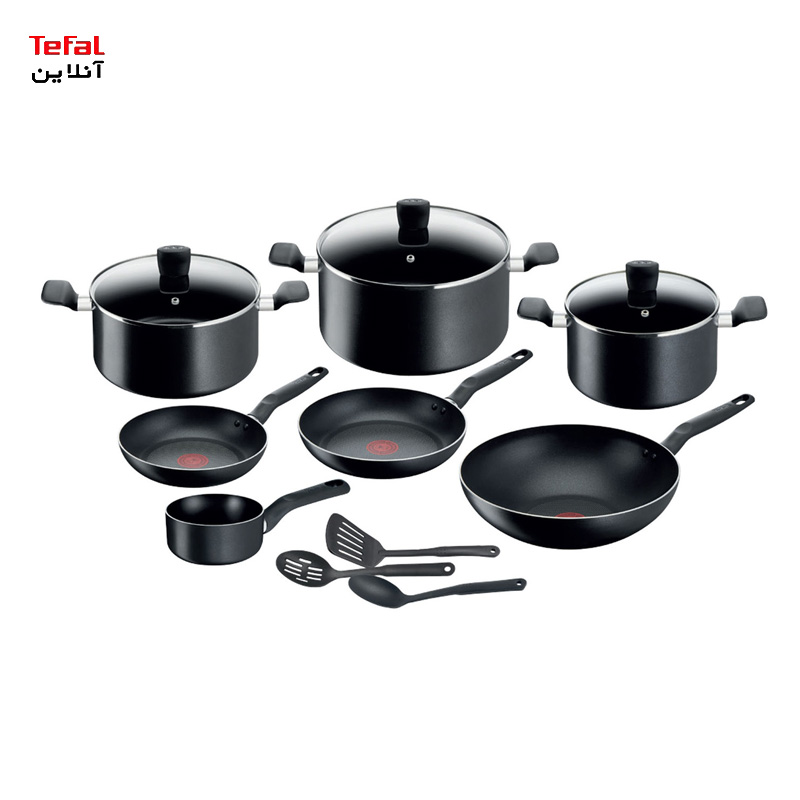 سرویس ۱۳ پارچه قابلمه و تابه مشکی مدل سوپر کوک Super Cook تفال
